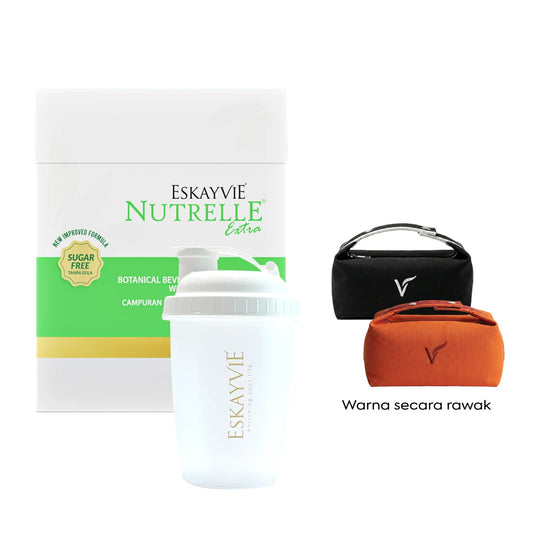 (Promo) DETOX & COMFORT SET - ✅ 2x Nutrelle Extra Sugar Free ✅ (ADD RM10) 1x Eskayvie Essential Canvas Pouch ✅ (FREE) 1x Shaker