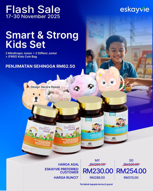(FLASH SALES) Smart & Strong Kids - ✅ 2x Mindtropic Junior ✅ 2x Diffenz Junior 🎁 (Free) Kids Coin Bag