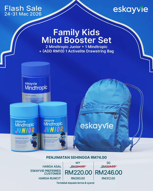 (Promo) Family Kids Mind Booster Set β
2x Mindtropic Junior β
1x Mindtropic π(ADD RM10) 1x Activelite Drawstring Bag (Copy) (Copy) (Copy)