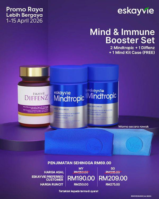 (Promo) MIND & IMMUNE BOOSTER SET ✅ 2 Mindtropic ✅ 1 Diffenz 🎁 (FREE) 1x Mind Kit Case 
