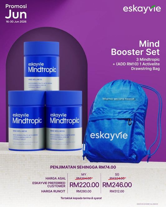 (Promo) Mind Booser Set β
3x Mindtropic β
(ADD RM10) 1x Activelite Drawstring Bag