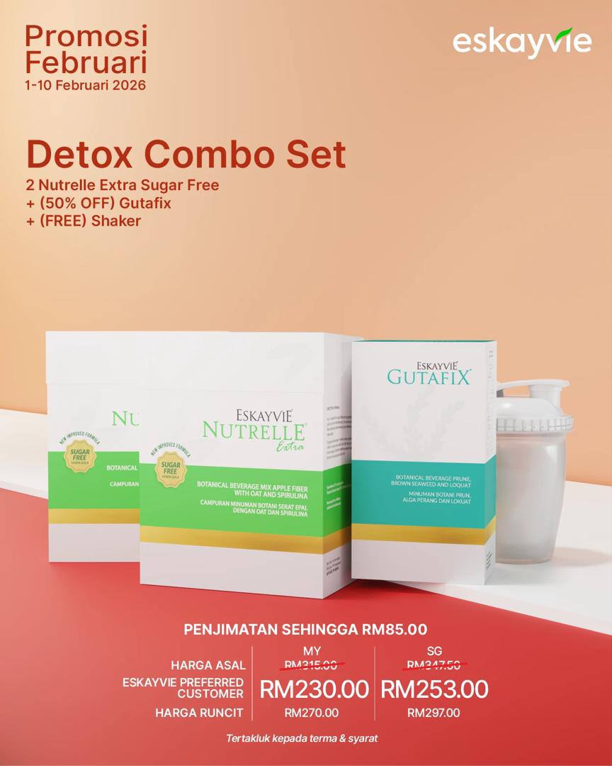 (Promo) DETOX COMBO SET - β
2 Nutrelle Extra Sugar Free π(50% Off) Gutafix π (FREE) Shaker