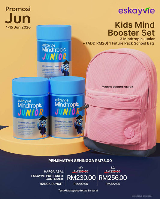 (Promo) Kids Mind Booster Set ✅ 3x Mindtropic Junior ✅ (ADD RM20) 1x Future Pack School Bag