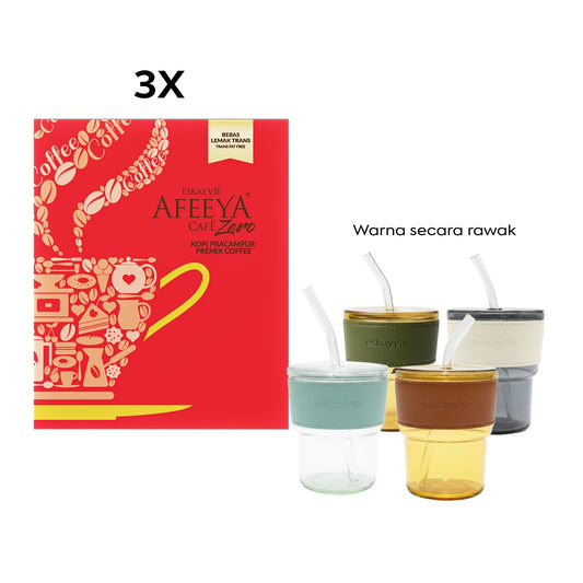 (PROMO) HEALTHY SIP SET - ✅ 3x Afeeya Cafe Zero ✅ (FREE) 1x Eskayvie Glass Mug