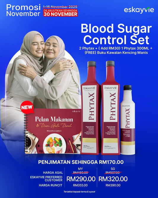 (Promo) BLOOD SUGAR CONTROL SET - ✅ 2x Phytax 🎁 (Add RM30) 1x Phytax 300ML 🎁 (Free) 1x Buku Kawalan Kencing Manis