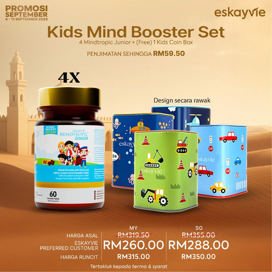 (PROMO) KIDS MIND BOOSTER SET - 4 Mindtropic Junior, Free tabung