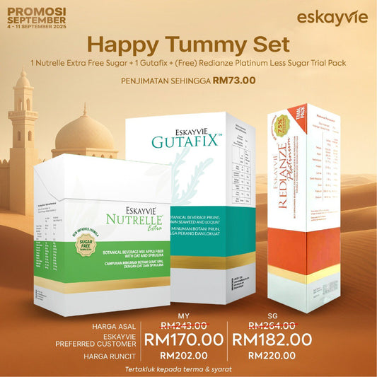 (PROMO) HAPPY TUMMY SET - 1 Nutrelle Extra, 1 Gutafix, Free sample Redianze Platinum
