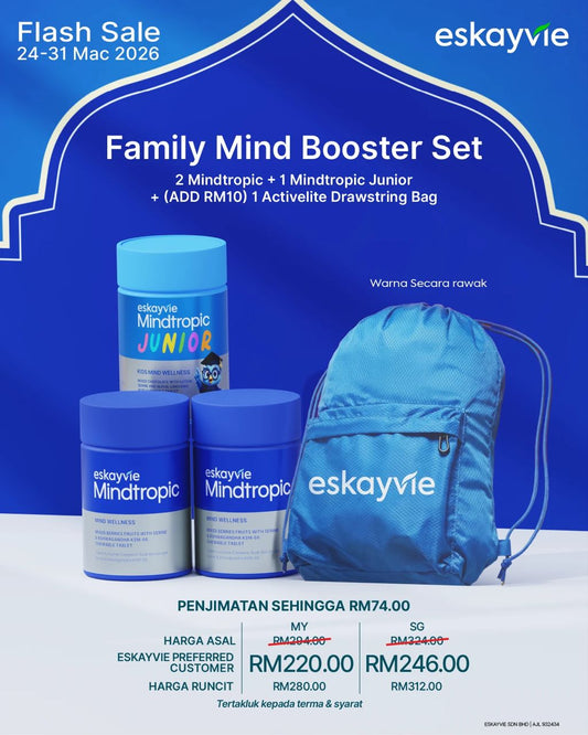 (Promo) Family Mind Booster Set ✅2x Mindtropic ✅1x Mindtropic Junior🎁(ADD RM10) 1x Activelite Drawstring Bag (Copy) (Copy)