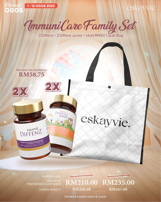 (PROMO Ogos) Immunicare Family Set - 2 Diffenz + 2 Diffenz Junior+ Quilt bag