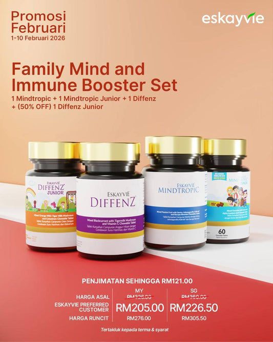 (Promo) FAMILY MIND & IMMUNE BOOSTER SET ✅ 1 Mindtropic ✅ 1 Mindtropic Junior ✅ 1 Diffenz 🎁 (50% OFF) 1 Diffenz Junior