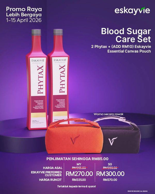 (Promo) BLOOD SUGAR EXTRA CARE SET - ✅ 2x Phytax ✅ (ADD RM10) 1x Eskayvie Essential Canvas Pouch