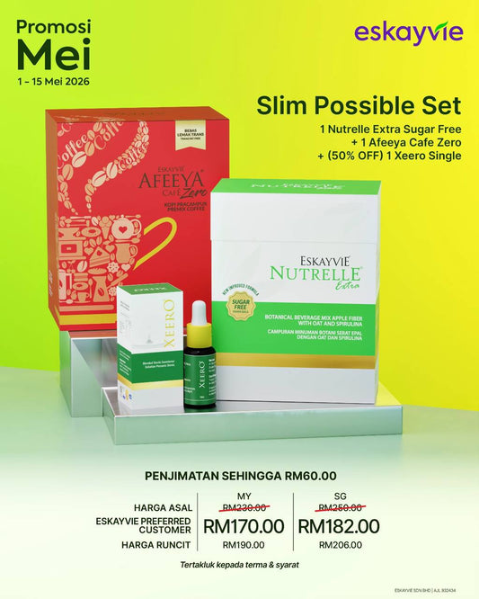 (Promo) SLIM POSIBBLE SET - ✅ 1x Nutrelle Extra Sugar Free ✅ 1x Afeeya Cafe Zero ✅ 1x Xeero Single